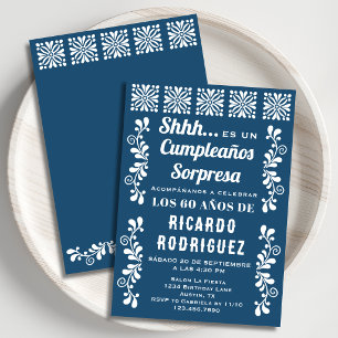 Invitation Fête surprise d'anniversaire pour homme Navy Spani