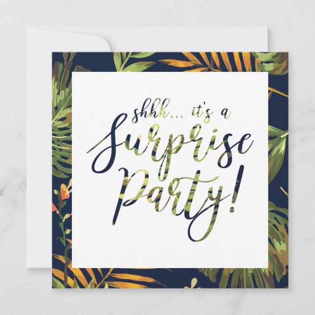Invitation Fête Surprise d'Été Tropical Mariage Anniversaire (Devant)