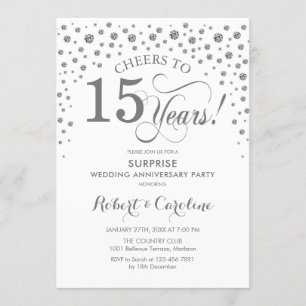 Invitation Fête surprise du 15e anniversaire - Blanc argenté