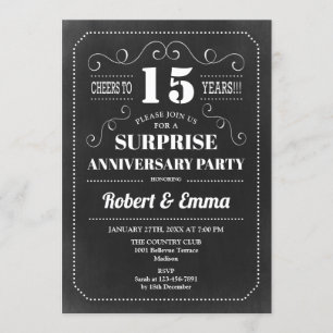 Invitation Fête surprise du 15e anniversaire - Tableau noir