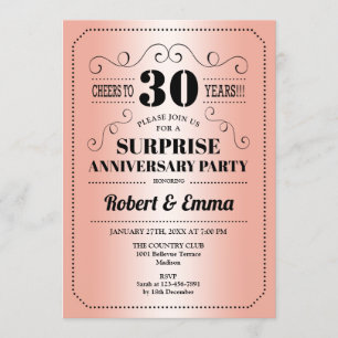 Invitation Fête surprise du 30e anniversaire - Corail