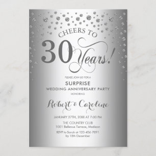 Invitation Fête surprise élégante pour les 25 ans Argent