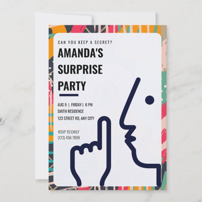 Invitation Fête surprise personnalisée "Peux-tu garder un sec (Devant)