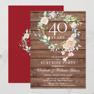 Invitation Fête surprise pour 40e anniversaire de mariage Flo