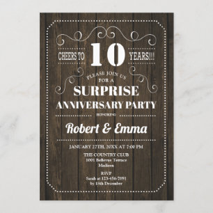 Invitation Fête surprise pour le 10ème anniversaire - Bois ru