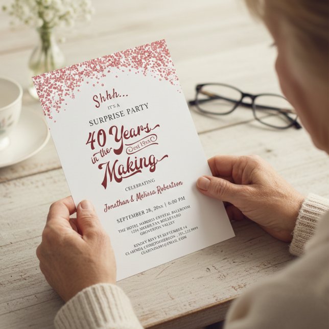 Invitation Fête surprise pour le 40e anniversaire Confettis r (Créateur téléchargé)