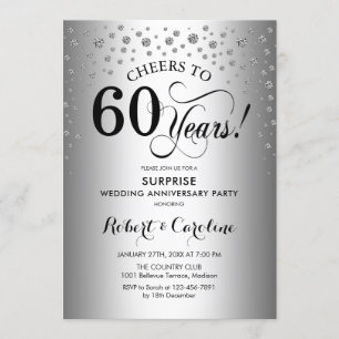 Invitation Fête surprise pour le 60e anniversaire - Noir arge