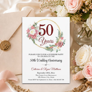 Invitation Fête surprise pour les 50 ans de mariage - Floral