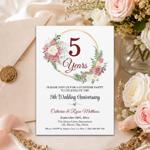 Invitation Fête surprise pour les 5 ans de mariage Floral