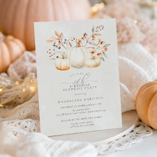 Invitation Fête surprise pour les 80 ans, citrouille blanche