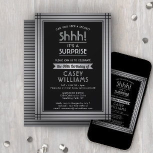 Invitation Fête surprise pour un anniversaire Chut ! Élégant