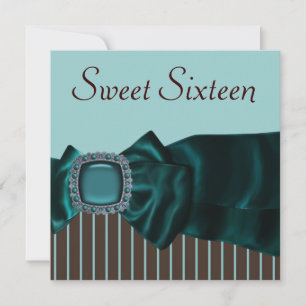 Invitation Fête Sweet 16 Bleu Canard Brun
