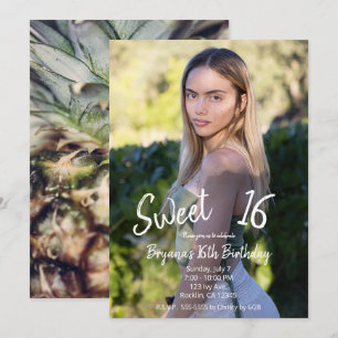 Invitation Fête Sweet 16 Photo Moderne Ananas Tropical