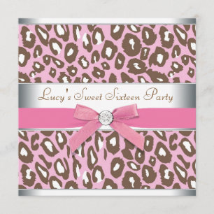 Invitation Fête Sweet 16 Pink Leopard