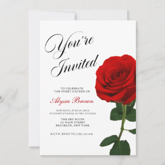 Invitation Fête Sweet 16 Rose Rouge