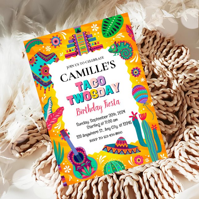 Invitation Fête Taco Mardi Deux ans (Créateur téléchargé)