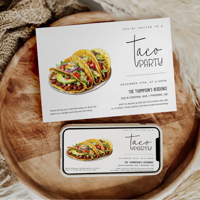 Invitation Fête Tacos Toutes Occasions Soirée Tacos Fête (Créateur téléchargé)