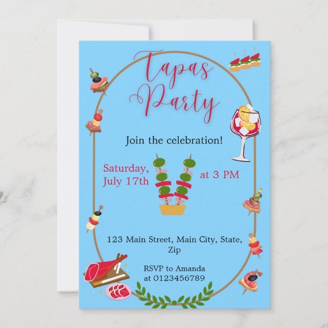Invitation  Fête Tapas (Devant)