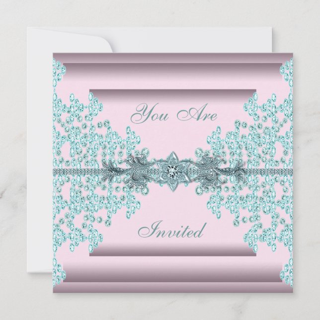 Invitation Fête tenue Pink Teal Blue Black (Devant)