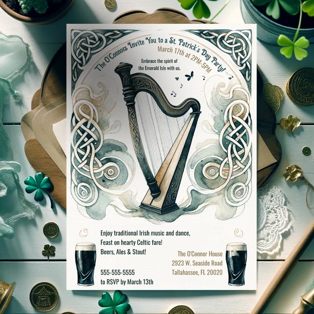 Invitation Fête traditionnelle de la harpe celtique St Patric (Créateur téléchargé)