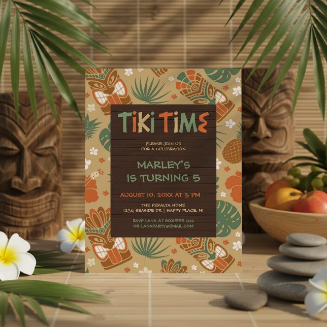 Invitation Fête Tropical Tiki Anniversaire (Créateur téléchargé)