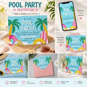Invitation Fête Tropicale au Piscine