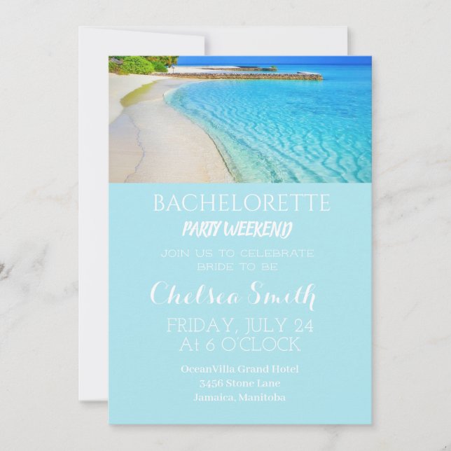 Invitation Fête Tropicale De Plage Bachelorette Avec Itinérai (Devant)