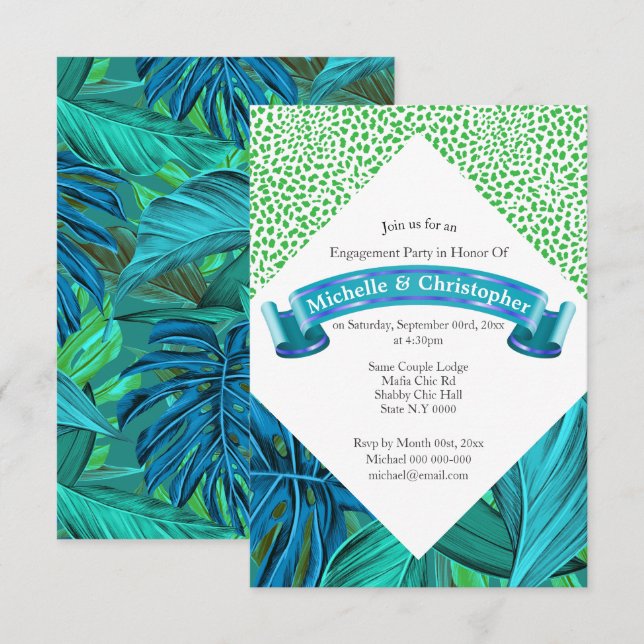 Invitation Fête tropicale des posters de animaux de la jungle (Devant / Derrière)