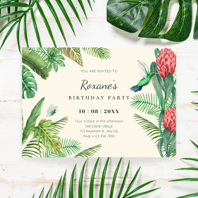 Invitation Fête tropicale verte feuille (Créateur téléchargé)