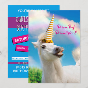Invitation Fête Unicorn Horse Et Arc En Ciel