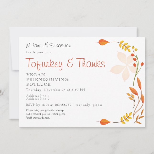 Invitation Fête végétale de Thanksgiving (Devant)