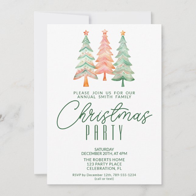 Invitation Fête verte des arbres de Noël (Devant)