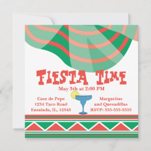 Invitation Fête verte et rouge avec Margarita