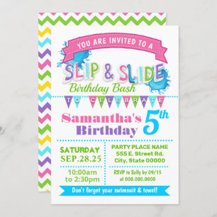 Invitation Fête verte turquoise rose pâle pour l'anniversaire