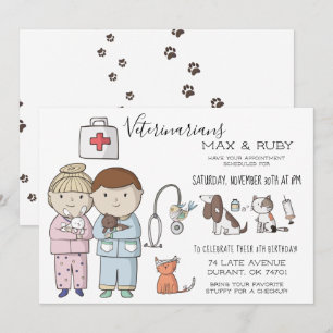 Invitation Fête vétérinaire à thème pour enfants