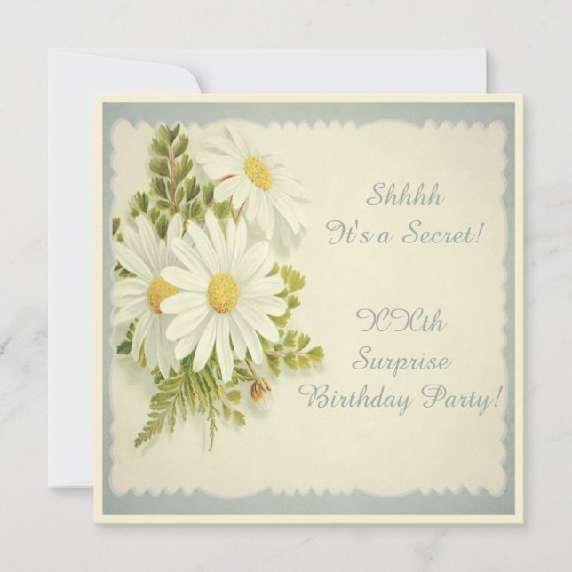 Invitation Fête vintage chic de marguerites (Devant)