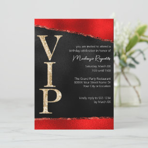 Invitation Fête VIP Glamour Pailletée Rouge et Or