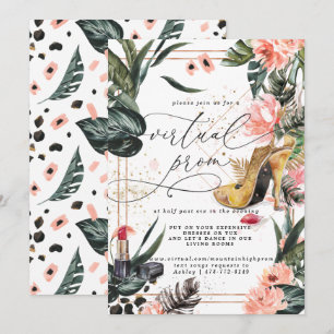 Invitation Fête Virtuelle de Bal   Floraison Rose Tropicale d