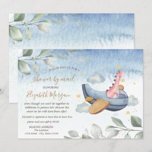 Invitation Fête virtuelle de bébé avion Dino par la poste 