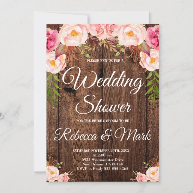 Invitation Fête wedding shower, Wedding shower floral (Devant)