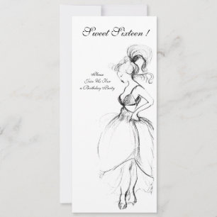 INVITATION FÊTE WHIMSICALE DE 16 ANS D'UNE JEUNE FILLE SUCRÉE