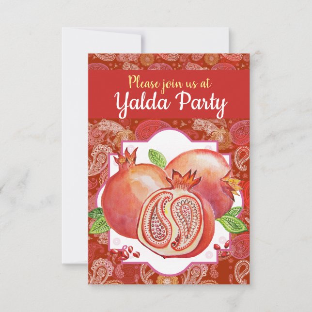 Invitation Fête Yalda grenade rouge (Devant)