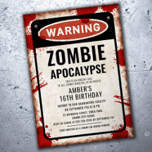 Fête zombie avec panneau d'avertissement et taches