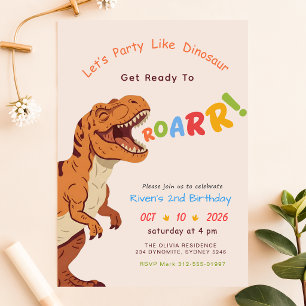 Invitation Fêter comme un bébé dinosaure Garçon Fille 2e anni