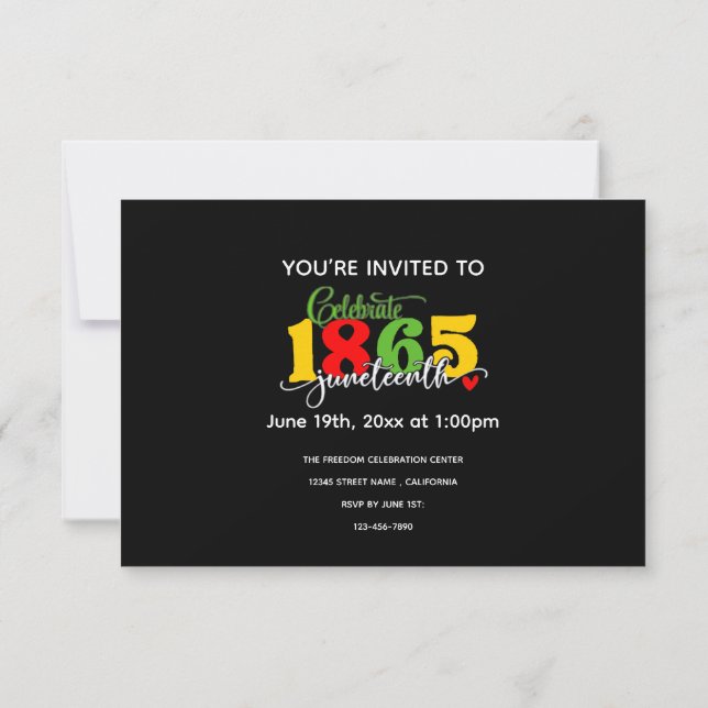 Invitation Fêter le 11° juin : Liberté depuis 1865 (Dos)