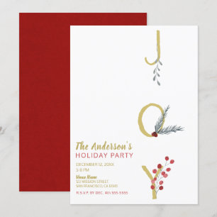 Invitation Fêtes Botaniques Joy Rustic Gold Minimal Party