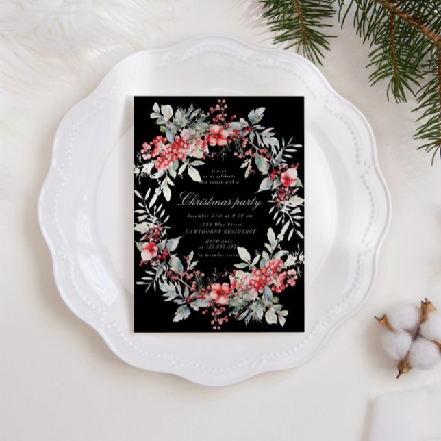 Invitation Fêtes Classique Fête de Noël Berries (Créateur téléchargé)