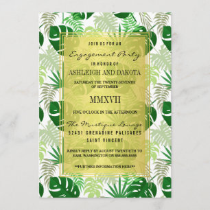 Invitation Fêtes de fiançailles Exotic Green Feuilles tropi