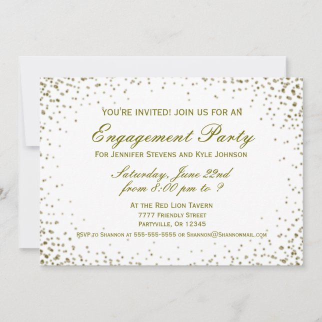 Invitation Fêtes de fiançailles | Gold Confetti (Devant)