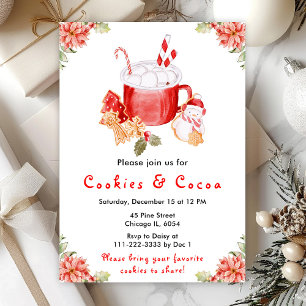 Invitation Fêtes de Noël Cookies et Cacao Rouge